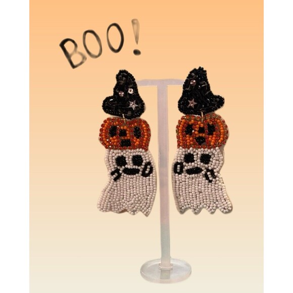 🎃HALLOWEEN BUNDLE Dashing Diva Gloss Gel Nail Strips & Pumpkin/Ghost Earrings - Picture 5 of 5